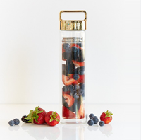 Bouteille d'Eau en Verre Réutilisable de 710 ml avec Infuseur à Fruits et à Thé pour Détox
