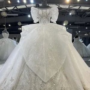 ZX62 Prom Dress Princess Long Sleeve Bridal Gown Beautiful Lace Wedding Beaded Plus Size Dress