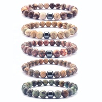 Bracelet pour Homme et Femme en Perles de Lave et Pierres Naturelles Étirables, avec Breloques Magnétiques de 8 mm – Vente Chaude en Gros Personnalisée