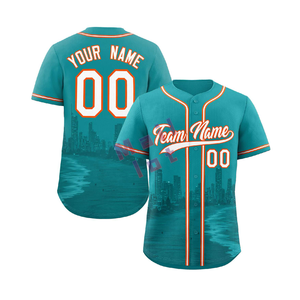 Jersey de béisbol personalizado, venta al por mayor, tela de poliéster frontal con botones, ropa de equipo atlético para juegos de Club Escolar y Liga - Product Image 4