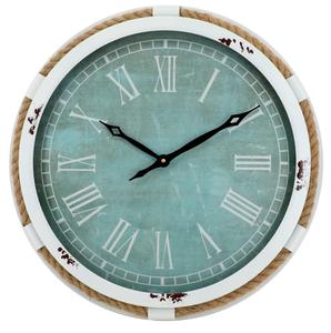 Silent Non-Ticking Turquoise Metal <b>Wall</b> <b>Clock</b> Home <b>Decor</b> Luxury Round Country Retro Rustic Style <b>Wall</b> <b>Clock</b> with Rope - Product Image 1