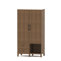 Ensemble de chambre à coucher rustique moderne 4 pièces Bureau Commode Chevets - Meubles de rangement personnalisables pour hôtel Utilisation domestique (Matériau MDF brun)