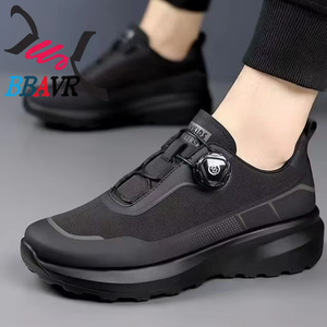 Zapatos Casuales de Verano para Hombre, Negros, con Suela Gruesa Antideslizante, para Deportes al Aire Libre, con Suela de PVC, Punta Redonda, Color Sólido, Giratorios - Product Image 1