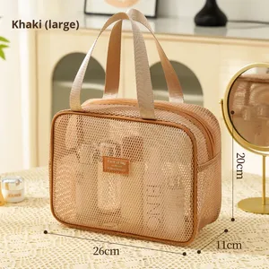 Borsa per il Trucco da Donna Ecologica, Grande Capacità, Portatile, Multifunzionale, Pieghevole, Resistente, con Cerniera e Rete Trasparente - Product Image 6