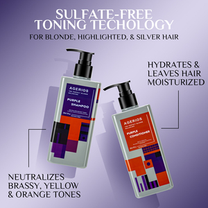Champú y <span class=keywords><strong>Acondicionador</strong></span> Profesional Morado, Corrector de Tonos Anti-Amarillos, Fijador del Color e Hidratante para Cabello Rubio Decolorado, Seco y Dañado - Product Image 2