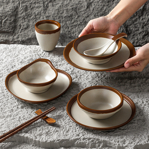 香源纯色图案创意复古商用餐厅火锅餐具手绘中式简约碗盘 - Product Image 3