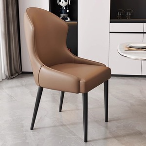 Modern PU Leather <strong>Dining</strong> <strong>Chair</strong> <strong>with</strong> Backrest and Armrests Soft Cushion Seat Carbon Steel <strong>Legs</strong> for Home Office Restaurant - Product Image 2