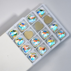 OLeeya Glass Beads Flatback Rhinestones AB Color Heart Shapes Glass Cristales for Handcrafted Jewelry Making Garment Accessories - Product Image 5