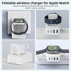 Hnt ที่ชาร์จ USB-C 43W <span class=keywords><strong>ชาร์จ</strong></span>เร็วบล็อคแม่เหล็กไร้สายพับได้สำหรับ Apple Watch ที่ชาร์จอะแดปเ<span class=keywords><strong>ต</strong></span>อร์หลายพอร์ตสำหรับ iPhone - Product Image 3