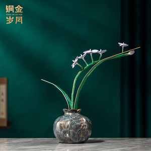 Jarrón de Orquídeas de Cobre, Artesanía en Metal, Decoración para el Hogar, Regalo - Product Image 2