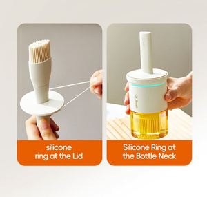 2 in 1 300ml Cooking Oil Dispensing Silicone <b>Brush</b> Bbq Leakproof Glass <b>Bottle</b> Olive Oil Dispenser With <b>Brush</b> - Product Image 3