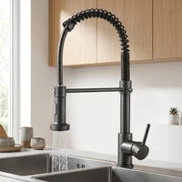 Robinet de cuisine en acier inoxydable 304 à montage sur plan, avec douchette extractible rotative à 360 degrés et cartouche céramique, design moderne, vente chaude
