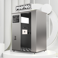 Cabina de Fotos Automatizada de Acero Inoxidable, Máquina Expendedora de Fotos de Autoservicio con Cámara e Impresora Térmica