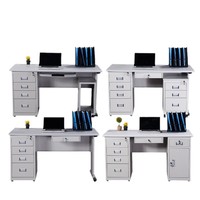 Bureau de direction en acier inoxydable, moderne et minimaliste, avec tiroirs, bureau informatique anti-poussière, établi pour atelier, laboratoire médical