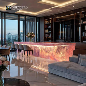 Vente directe d'usine Résine époxy transparente rose cristal rose quartz Bar Table Île Réception d'hôtel - Product Image 6