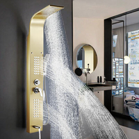 Panneau de douche mural intelligent en acier inoxydable 304 brossé nickel doré, colonnes, jets de spa en cascade, jets de pluie, panneau de douche