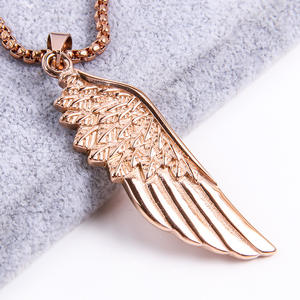 Collar de Moda con Colgante de Número de Alas de Ángel, Unisex, de Acero Inoxidable, Cadena de Palomitas, Collar de Plumas, Chapado en Negro - Product Image 5