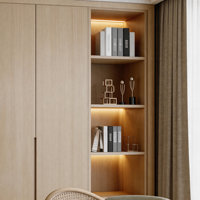 Meuble TV mural moderne en bois clair avec étagères LED, armoire flottante, console multimédia minimaliste pour salon et chambre, compatible avec les téléviseurs de 65 pouces et plus