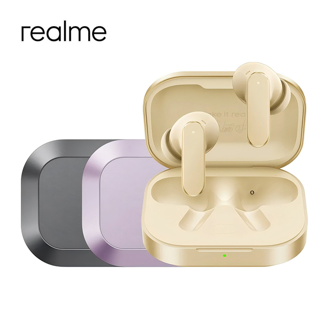 Realme TWS Earbuds Adaptive ANC Low Latency In-Ear Gold/Purple/Gray Colors LED Touch Control IP55 Waterproof Hi-Res Audio