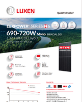 Marché brésilien INMETRO LUXEN SERIES 6 690w-720W N-Type BIFACIAL Panneaux solaires 695w 700w 705w 710w 715w 720w pour centrale solaire
