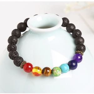 Vente en gros arc-en-ciel extensible pierre de guérison énergie Yoga <span class=keywords><strong>Bracelet</strong></span> naturel <span class=keywords><strong>7</strong></span> Chakra <span class=keywords><strong>Bracelet</strong></span> perlé pour hommes femmes (KB8555) - Product Image 6