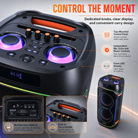 Speaker Karaoke Party Dual 10-Inch Tipe Lantai Satu Mikrofon Nirkabel untuk Kabinet Plastik Bertenaga DC USB FM Warna RGB