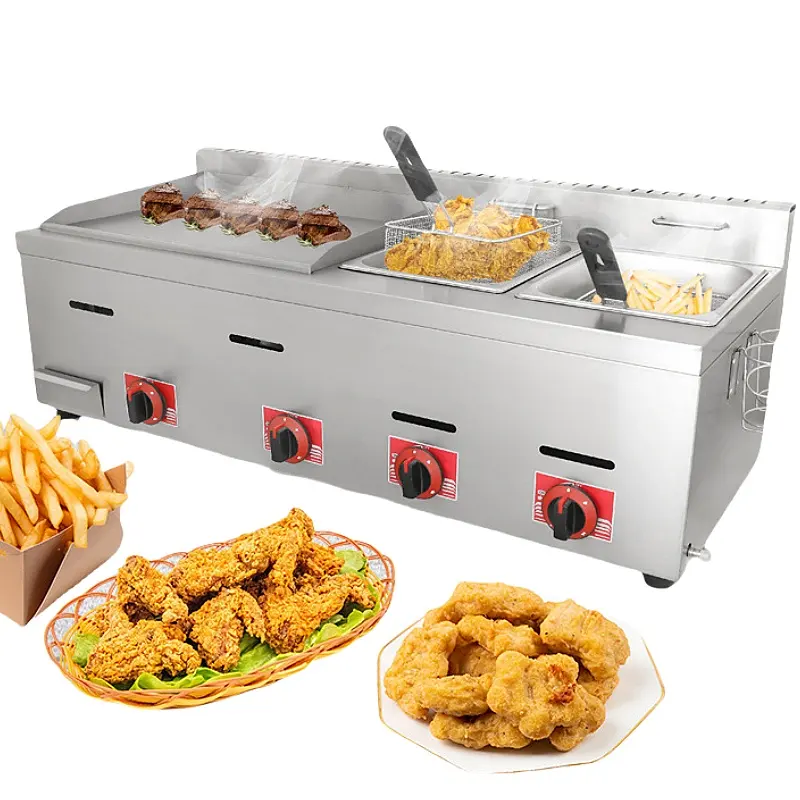 Easy to operate and easy to clean french fries machineIndependent temperature control gas griddle fried chicken machine sell