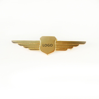 Épingle à badge personnalisée avec logo de bouclier simple, ailes d'aigle dorées et argentées, épingle à badge d'aile, emblème vierge