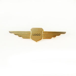 Épingle à badge personnalisée avec logo de bouclier simple, ailes d'aigle dorées et argentées, épingle à badge d'aile, emblème vierge - Product Image 4