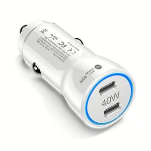40W Dual <b>Usb</b> <b>C</b> Port Car Charger <b>Usb</b> Type <b>C</b> Fast Charging Car Phone <b>Adapter</b> for Phones - Product Image 2