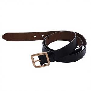 Ceintures en cuir de vache véritable de longueur personnalisée, couleur noire avec boucle en laiton doré, résistantes à l'eau, ceintures formelles pour hommes de haute qualité - Product Image 1