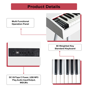 Trọng búa hành động Đàn Piano <span class=keywords><strong>midi</strong></span> bàn phím 88 phím đàn piano kỹ thuật số với trọng phím và cảm ứng phím nhạy cảm - Product Image 3