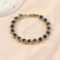 Bracelet tennis en zircon 5A en forme de cœur, rose, vert, bleu, best-seller, bracelet cœur coloré tendance pour femmes, bijoux