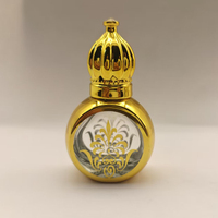 Flacon d'huile essentielle de parfum de 12 ml de style luxe du Moyen-Orient, forme unique, en verre électroplaqué, fabricant de flacons Atar