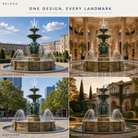 Fontaine décorative en bronze et cuivre RELONG avec bassin en marbre, fontaines d'eau personnalisées pour l'aménagement paysager public extérieur