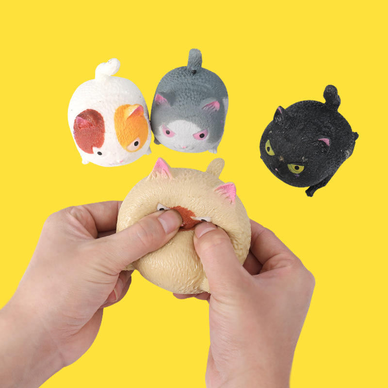TPR Soft Rubber Angry Cat Creative Decompression Music Vent Ball Toy Made in Zhejiang Province for Children Ages 3-14