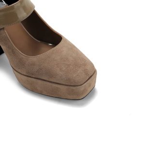 Escarpins Mary Jane à plateforme et bout carré pour <span class=keywords><strong>femme</strong></span>, en daim et cuir verni avec boucle cœur, pour fêtes, événements mode et mariages - Product Image 6