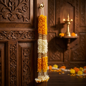 Yellow Marigold Artificial Mogra Gajra Flower Garland for Wedding Home Wall Hanging Pooja <b>Mandir</b> Back Decoration FLOWER HANGING - Product Image 5