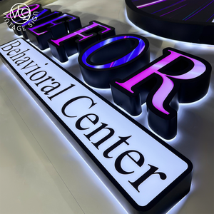 Enseigne lumineuse 3D personnalisée bleu violet rétroéclairée pour clinique psychologique - Product Image 4