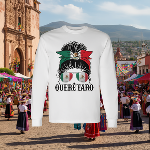 Maglietta a maniche lunghe con bandiera messicana dell'entusiasmo di Querétaro, Messico - Product Image 3