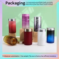 Bouteilles d'emballage en verre dépoli cylindriques épaissies de 180 cc avec couvercle scellé pour huile de poisson, compléments alimentaires, comprimés, capsules et bonbons