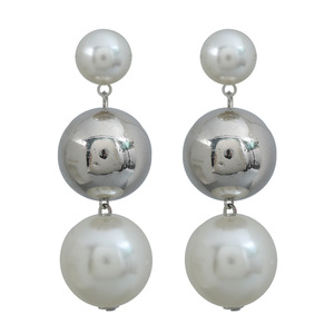 Pendientes Largos Exagerados de Moda Kaimei, Estilo Hip-hop, con Cuentas Redondas <span class=keywords><strong>CCB</strong></span>, Perlas Colgantes, Plata, Perlas Redondas Grandes - Product Image 5