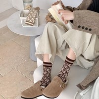 Chaussettes mi-mollet en laine tricotée pour femme, best-seller du printemps, absorbantes, imprimées avec lettrage D-brand, classiques et tendance