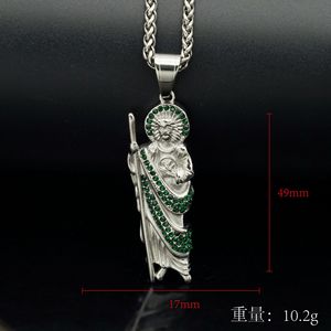 Collane con Ciondolo Vintage Hip Hop di San Giuda, Gioielli Cattolici Religiosi in Acciaio Inossidabile Impermeabile e Antiossidante, Vendita all'Ingrosso per Uomo - Product Image 4