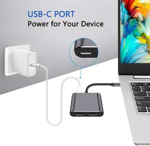 OEM <span class=keywords><strong>4</strong></span> in 1 USB C TO DUAL 4K HUB พร้อม3.0 USB และ Type C PD ค่าใช้จ่ายสำหรับ <span class=keywords><strong>Mac</strong></span> <span class=keywords><strong>OS</strong></span> และ Windows และ Linux USB C อุปกรณ์และอื่นๆ - Product Image 5