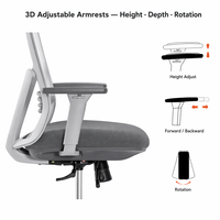 Chaise de bureau ergonomique moderne réglable avec appui-tête, dossier haut en maille, chaise de direction certifiée BIFMA pour usage hôtelier