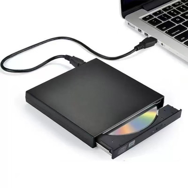 External USB DVD Burner Reads and Plays CDs Portable Optical Drive for Laptops and Desktops