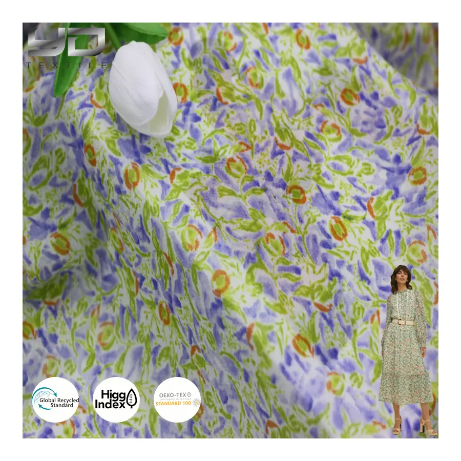 Thời Trang Hot Bán 100% Polyester Floral In Lụa Hoa Vải Voan Vải Cho Dresses Quần Áo