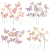 Vente en gros de 10 pièces, 6 pièces, style Ins, papillon, décoration de gâteau en papier, fournitures de pâtisserie