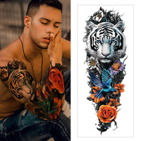Pegatina de tatuaje temporal de alta calidad para hombres y mujeres, cobertura de brazo completo, resistente al agua, de larga duración, no tóxico, arte corporal, transferencia de agua